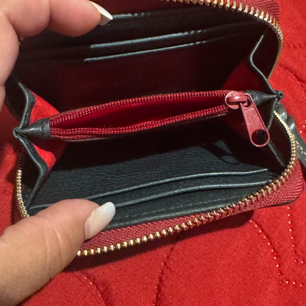 Dooney & Bourke Green and Red Leather Card Holder - Picture 7 of 9
